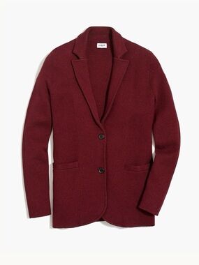 J.Crew 100% Cotton Sweater Blazer Burgundy Knit Coatigan Merlot Cotton Medium